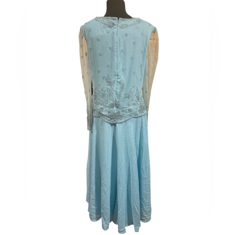 Vtg Scala Baby Blue Beaded Gown Cinderella Fairy Regencycore Formal Dress Modest - Picture 6 of 9